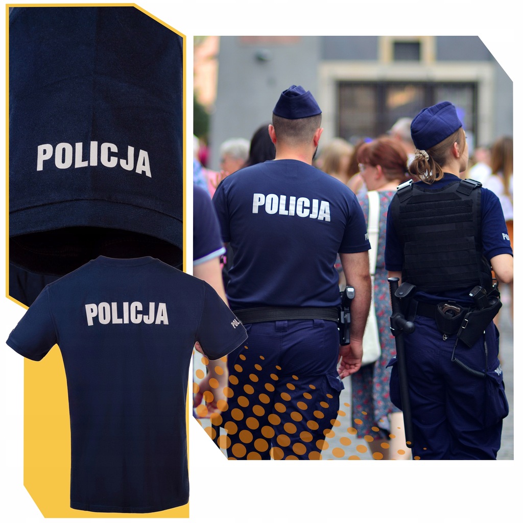 Koszulka T Shirt Policja 100% Bawełna Granatowa Odblaskowa Tshirt Liczba sztuk w ofercie 1 szt.